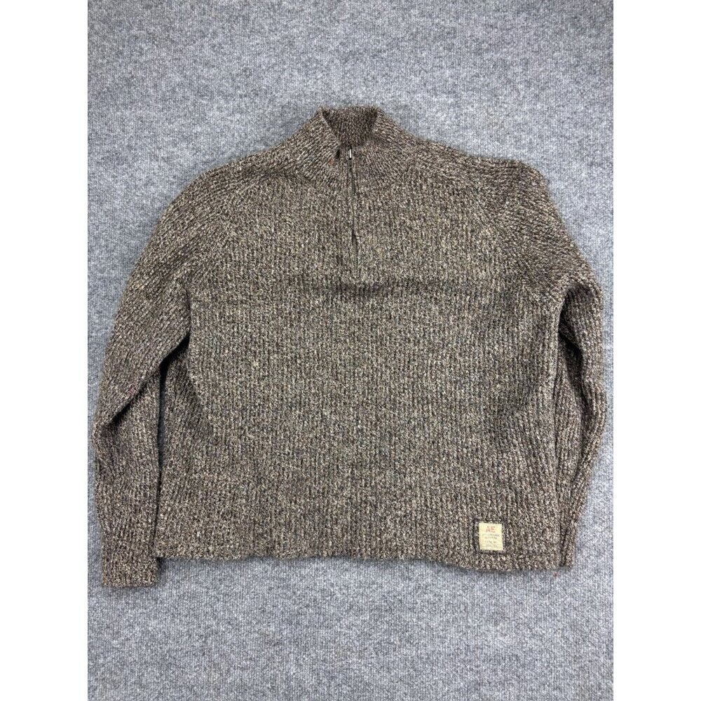 Vintage American‎ Eagle 1/4 Zip Sweater Men's Large Brown Pullover Mock Neck